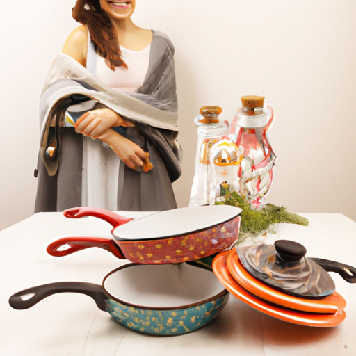 A set of non-stick cookware featuring a durable non-stick coating for easy food release.